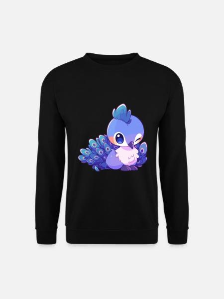 Pfau Niedlich Glücklich Kawaii Cartoon Clipart Tier - Unisex Pullover - Schwarz