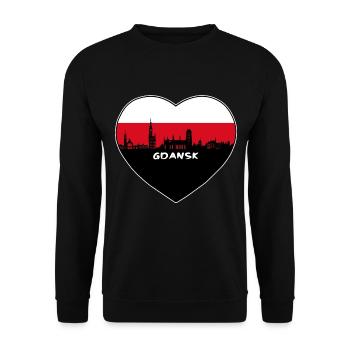 Danzig Polen Flagge Skyline Reise Souvenir - Unisex Pullover - Schwarz - Vorne - Alina (178cm) & Michal (187cm)