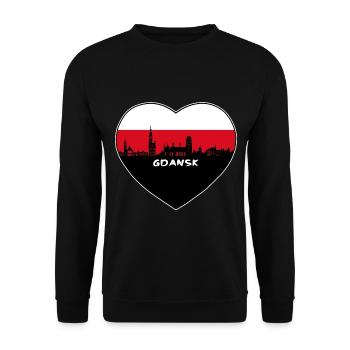 Danzig Polen Flagge Skyline Reise Souvenir - Unisex Pullover - Schwarz - Vorne - Alina (178cm) & Michal (187cm)