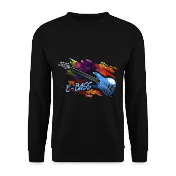 Fetziger Bassgitarrist Bühnenshow - Unisex Pullover - Schwarz - Vorne - Alina (178cm) & Michal (187cm)
