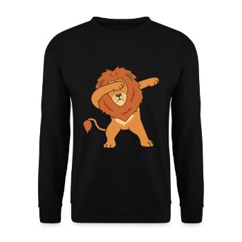 Löwe Dab - Unisex Pullover - Schwarz - Vorne - Alina (178cm) & Michal (187cm)