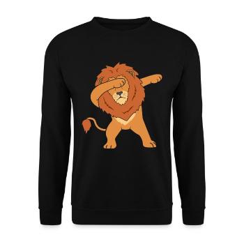 Löwe Dab - Unisex Pullover - Schwarz - Vorne - Alina (178cm) & Michal (187cm)