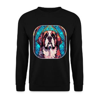 Bunte Bernhardiner-Hunderasse Aquarellglas Pai - Unisex Pullover - Schwarz - Vorne - Alina (178cm) & Michal (187cm)
