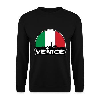 Venedig Italien Flagge Skyline Silhouette Reisen - Unisex Pullover - Schwarz - Vorne - Alina (178cm) & Michal (187cm)