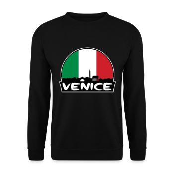 Venedig Italien Flagge Skyline Silhouette Reisen - Unisex Pullover - Schwarz - Vorne - Alina (178cm) & Michal (187cm)