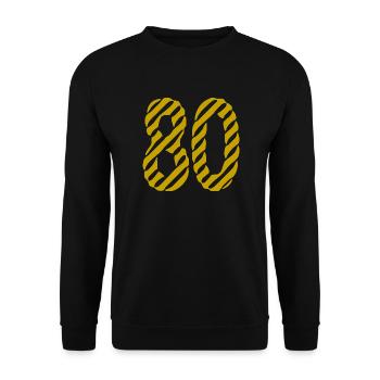 80. 80 JAHRE. 80-JÄHRIGES JUBILÄUM. 80. GEBURTSTAG. - Unisex Pullover - Schwarz - Vorne - Alina (178cm) & Michal (187cm)