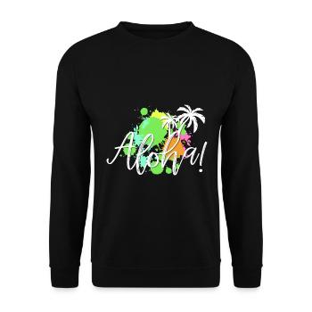 Aloha Tropen-Splash - Unisex Pullover - Schwarz - Vorne - Alina (178cm) & Michal (187cm)