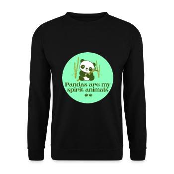 Pandas sind mein Geisttier - Unisex Pullover - Schwarz - Vorne - Alina (178cm) & Michal (187cm)