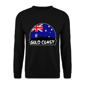 Gold Coast Australien Flagge Skyline Silhouette Trave - Unisex Pullover - Schwarz - Vorne - Alina (178cm) & Michal (187cm)