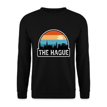 Den Haag Niederlande Flagge Skyline Reisesouvenir - Unisex Pullover - Schwarz - Vorne - Alina (178cm) & Michal (187cm)