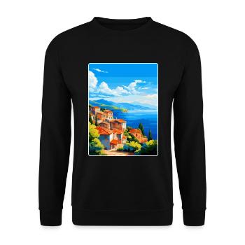 Samos Grèce Affiche de voyage vintage WPA Souvenir - Sweat-shirt Unisexe - noir - Devant - Alina (178cm) & Michal (187cm)