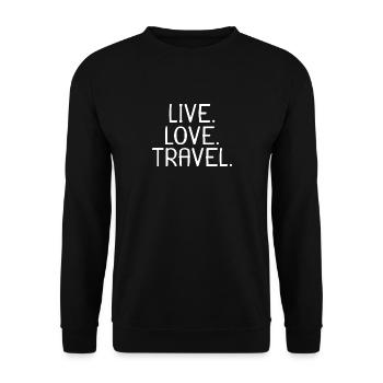 Live Love Travel - Unisex Pullover - Schwarz - Vorne - Alina (178cm) & Michal (187cm)