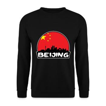 Peking China Flagge Skyline Silhouette Reisen - Unisex Pullover - Schwarz - Vorne - Alina (178cm) & Michal (187cm)