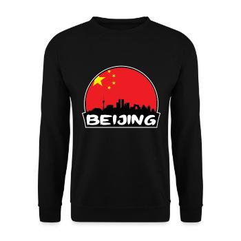 Peking China Flagge Skyline Silhouette Reisen - Unisex Pullover - Schwarz - Vorne - Alina (178cm) & Michal (187cm)