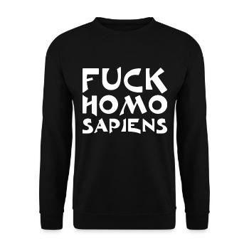 Fuck Homo Sapiens - Unisex Pullover - Schwarz - Vorne - Alina (178cm) & Michal (187cm)