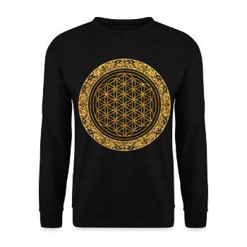 Lebensblume Gold Mandala - Unisex Pullover - Schwarz - Vorne - Alina (178cm) & Michal (187cm)