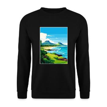 Mauritius Ostafrika Vintage Reiseposter WPA - Unisex Pullover - Schwarz - Vorne - Alina (178cm) & Michal (187cm)