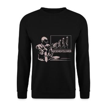 Neugieriger Geschichtslehrer Antike - Unisex Pullover - Schwarz - Vorne - Alina (178cm) & Michal (187cm)