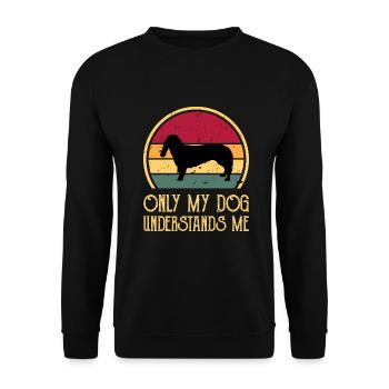 Basset Bleu De Gascogne Hund Silhouette Retro Sonne - Unisex Pullover - Schwarz - Vorne - Alina (178cm) & Michal (187cm)