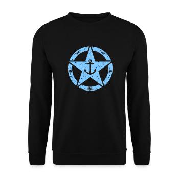 Vintage Stern Anker Logo - Unisex Pullover - Schwarz - Vorne - Alina (178cm) & Michal (187cm)