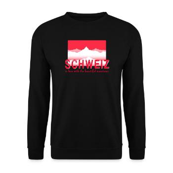Schweiz Berge - Unisex Pullover - Schwarz - Vorne - Alina (178cm) & Michal (187cm)
