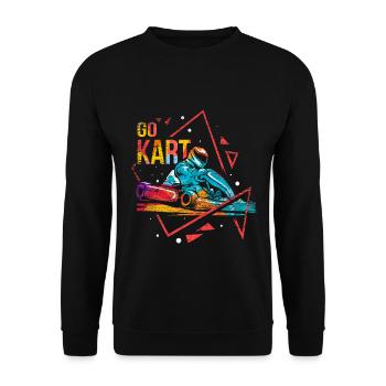 Flinker Kartsportler Kurvenjagd - Unisex Pullover - Schwarz - Vorne - Alina (178cm) & Michal (187cm)
