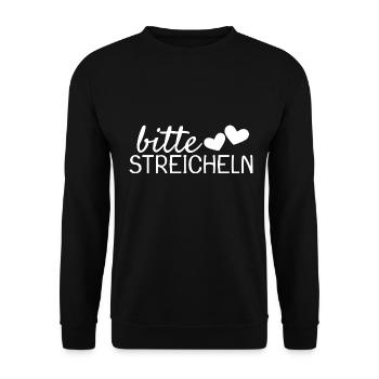 Bitte Streicheln Herz - Unisex Pullover - Schwarz - Vorne - Alina (178cm) & Michal (187cm)