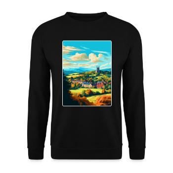 Great Malvern England Uk Reise Poster Souvenir - Unisex Pullover - Schwarz - Vorne - Alina (178cm) & Michal (187cm)