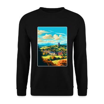 Great Malvern England Uk Reise Poster Souvenir - Unisex Pullover - Schwarz - Vorne - Alina (178cm) & Michal (187cm)