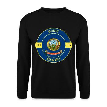 Boise Idaho Flagge USA Reise Souvenir Abzeichen - Unisex Pullover - Schwarz - Vorne - Alina (178cm) & Michal (187cm)