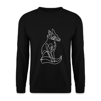 Flinker Linienfuchs Zeichenkunst - Unisex Pullover - Schwarz - Vorne - Alina (178cm) & Michal (187cm)