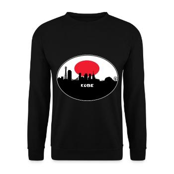 Kobe-Japan-Flaggen-Skyline-Schattenbild-Reise - Unisex Pullover - Schwarz - Vorne - Alina (178cm) & Michal (187cm)