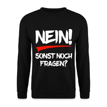 Nein - sonst noch Fragen? - Unisex Pullover - Schwarz - Vorne - Alina (178cm) & Michal (187cm)