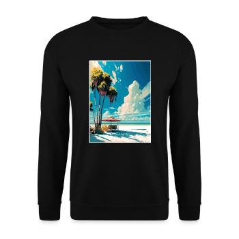 Siesta Key Florida Vintage Reiseposter Souvenir - Unisex Pullover - Schwarz - Vorne - Alina (178cm) & Michal (187cm)