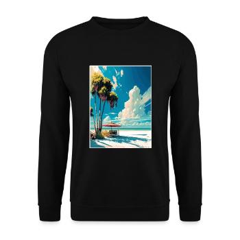 Siesta Key Florida Vintage Reiseposter Souvenir - Unisex Pullover - Schwarz - Vorne - Alina (178cm) & Michal (187cm)