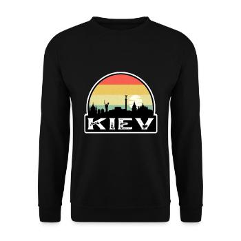 Kiew Ukraine Flagge Skyline Reisesouvenir - Unisex Pullover - Schwarz - Vorne - Alina (178cm) & Michal (187cm)