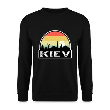 Kiew Ukraine Flagge Skyline Reisesouvenir - Unisex Pullover - Schwarz - Vorne - Alina (178cm) & Michal (187cm)