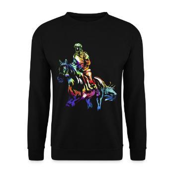 Forderndes Distanzreiten Pferdesport - Unisex Pullover - Schwarz - Vorne - Alina (178cm) & Michal (187cm)