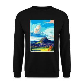 Stirling, Schottland, Vereinigtes Königreich, Vintage-Reiseposter, WPA-Kunst - Unisex Pullover - Schwarz - Vorne - Alina (178cm) & Michal (187cm)