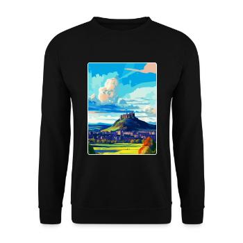 Stirling Écosse Royaume-Uni Affiche de voyage vintage WPA Art - Sweat-shirt Unisexe - noir - Devant - Alina (178cm) & Michal (187cm)
