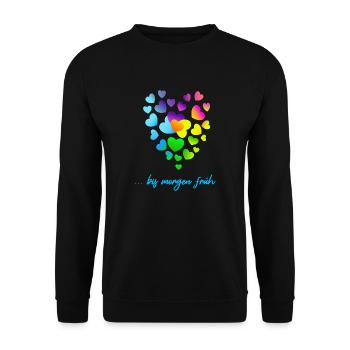 Herzen bunte Herzen Herzen Haufen - Unisex Pullover - Schwarz - Vorne - Alina (178cm) & Michal (187cm)