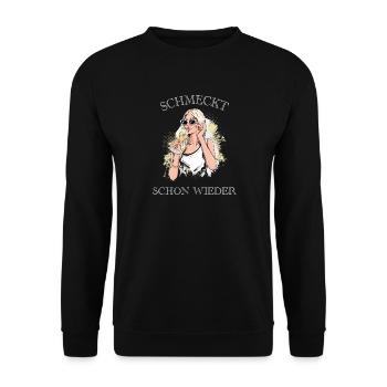Schmeckt schon wieder - Unisex Pullover - Schwarz - Vorne - Alina (178cm) & Michal (187cm)