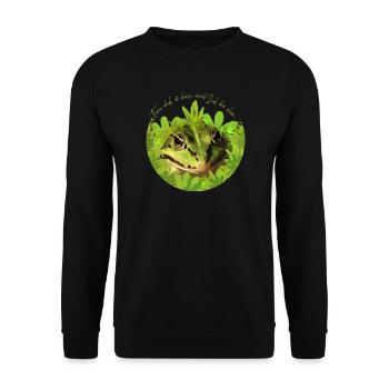 Frosch Prinz König küss mich - Unisex Pullover - Schwarz - Vorne - Alina (178cm) & Michal (187cm)