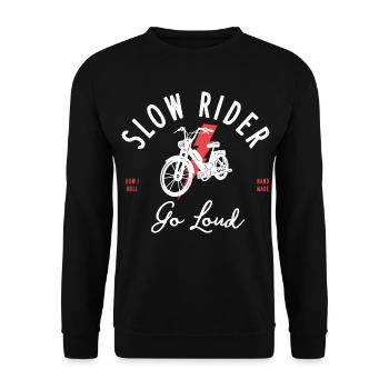 Mofa Moped Mofafahrer Mopedfahrer Motorroller - Unisex Pullover - Schwarz - Vorne - Alina (178cm) & Michal (187cm)