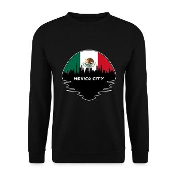 Mexiko-Stadt Mexiko Flagge Skyline Silhouette Reisen - Unisex Pullover - Schwarz - Vorne - Alina (178cm) & Michal (187cm)