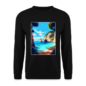 Zakynthos Greece Vintage Travel Poster Souvenir - Unisex Sweatshirt - black - Front - Alina (178cm) & Michal (187cm)