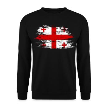 Georgien Flagge used - Unisex Pullover - Schwarz - Vorne - Alina (178cm) & Michal (187cm)