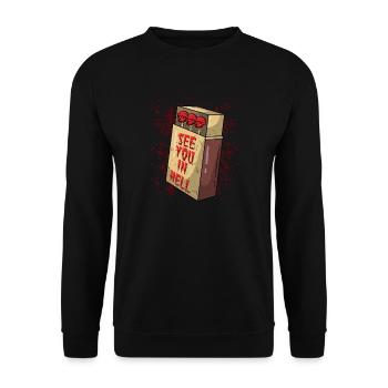 Matches See you in Hell Handle with Care - Unisex Pullover - Schwarz - Vorne - Alina (178cm) & Michal (187cm)