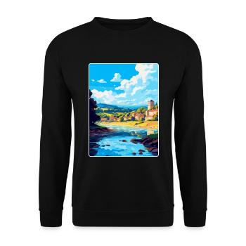 Dordogne France Affiche de voyage vintage Souvenir WPA - Sweat-shirt Unisexe - noir - Devant - Alina (178cm) & Michal (187cm)