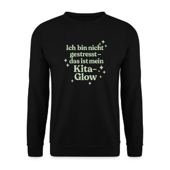 Ich bin nicht gestresst... (salbeigrün) - Unisex Pullover - Schwarz - Vorne - Alina (178cm) & Michal (187cm)